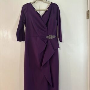 Alex Evenings Deep Purple Long Sleeve Dress